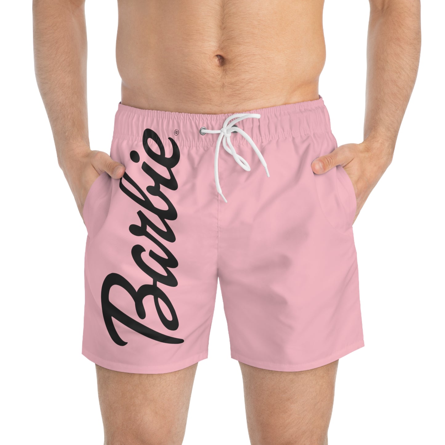 BARBIE Pastel Pink Unisex Swim Trunks: Timeless Elegance for Your Summer Sojourns!